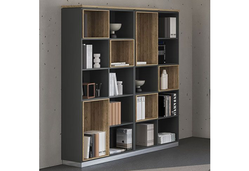 Стеллаж высокий Римини, цвет дуб светлый + антрацит