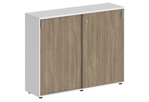 Шкаф-купе средний с замком Индиго Вуд, цвет белый + дуб темный