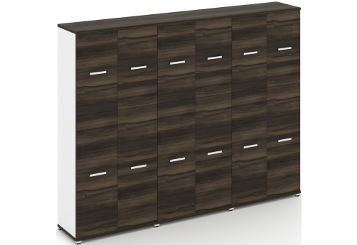 Шкаф три широкие секции 5 ниш (6 фасадов ЛДСП, 3 ниши + 6 фасадов ЛДСП, 2 ниши) Динен, цвет дуб мали-белый