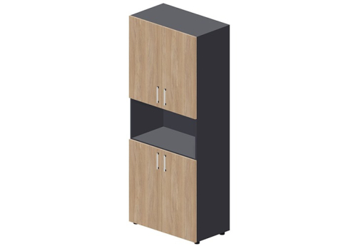 Шкаф высокий с нишей Кристо Директ, цвет светлый дуб + антрацит