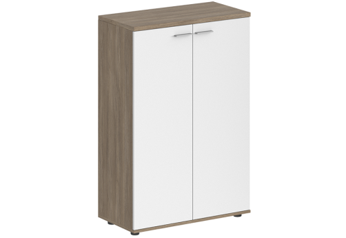 Шкаф средний 2 двери с задней стенкой ЛДСП Индиго Вуд, цвет дуб темный + белый