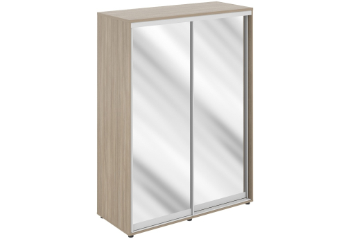 Шкаф-купе высокий с полками 2 зеркала с задней стенкой ЛДСП Индиго Вуд, цвет темный дуб