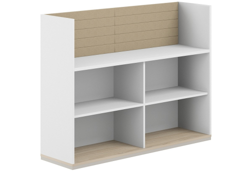 Стеллаж-комбо 1-сторонний с экраном тканевым низким Фламинго, цвет белый + акация + бежевый