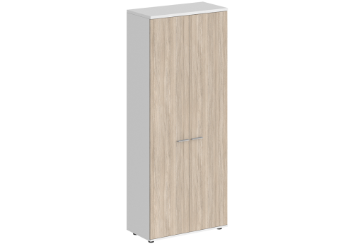 Гардероб с задней стенкой ЛДСП Индиго Вуд, цвет белый + дуб светлый