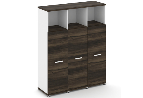 Шкаф три узкие секции 4 ниши (3 фасада ЛДСП, 3 ниши) Динен, цвет дуб мали-белый