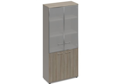 Шкаф со стеклянными дверьми Види Вуд, цвет мокко + вяз