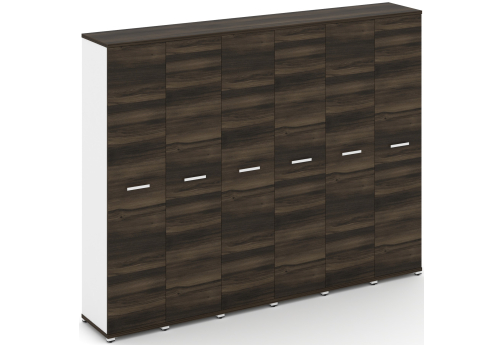 Шкаф шесть узких секций 5 ниш (6 фасадов ЛДСП, 5 ниш) Динен, цвет дуб мали-белый