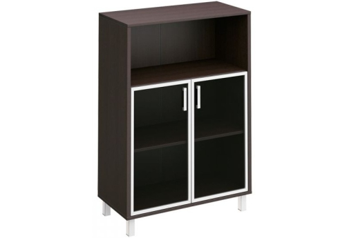 Шкаф средний широкий со стеклом с нишей Сидней, цвет венге