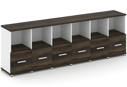 Шкаф шесть узких секций 2 ниши (6 фасадов ЛДСП, 1 ниша) Динен, цвет дуб мали-белый