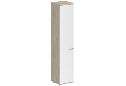 Шкаф высокий с задней стенкой ЛДСП левый Индиго Вуд, цвет дуб светлый + белый