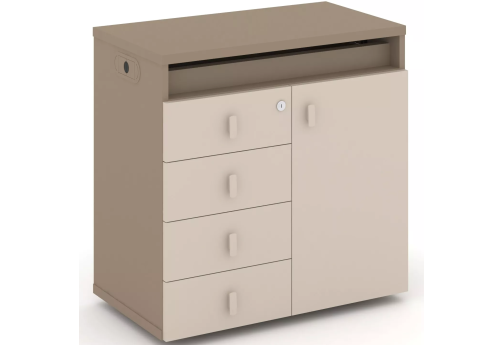 Тумба одиночная с топом (фасад + ящики), цвет латте + капучино