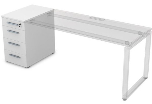 Тумба приставная с ящиками Платинум Персонал, цвет белый премиум