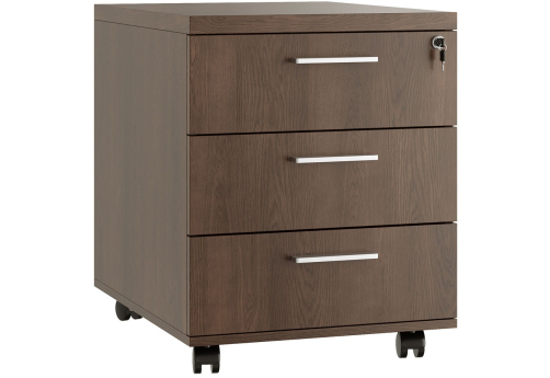 Тумба подкатная с 3 ящиками, цвет темный дуб