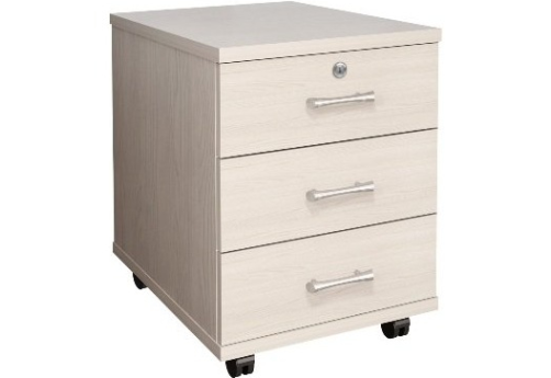 Тумба подкатная 3 ящика с замком, цвет дуб молочный