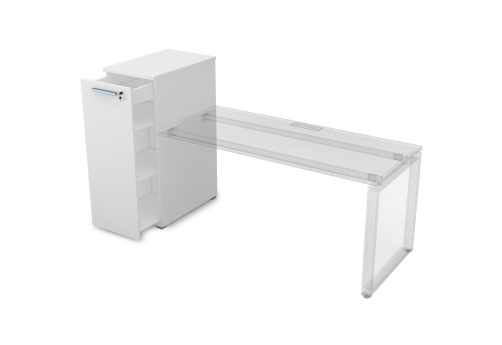 Тумба с выкатной секцией высокая Платинум Персонал, цвет белый премиум