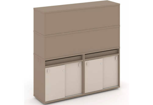 Тумба двойная с надставкой высокой (набор №7, вариант 2), цвет латте + капучино