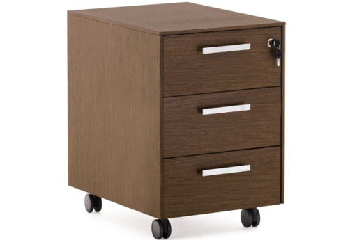 Тумба 3 ящика, цвет орех + хром