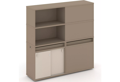 Тумба двойная с надставкой высокой (набор №21, вариант 2), цвет латте + капучино