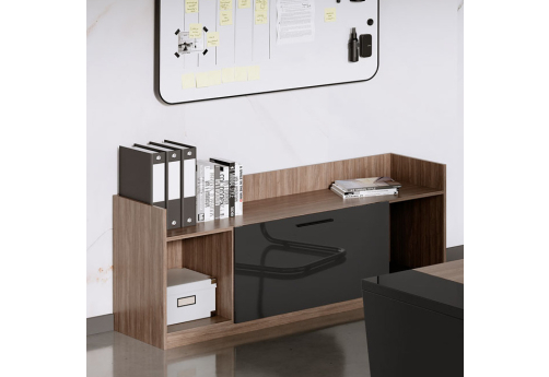 Приставка с глянцевым фасадом Виенсо, цвет дуб + черный