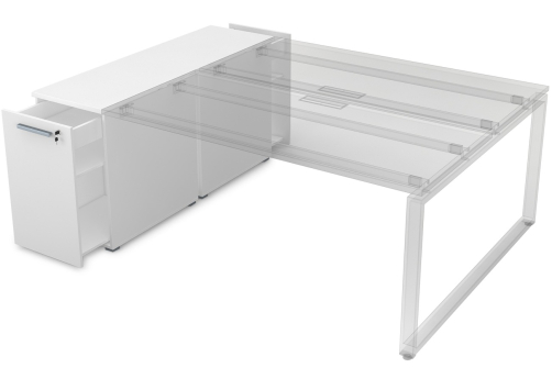 Тумба с выкатной секцией и общим топом Платинум Персонал, цвет белый премиум