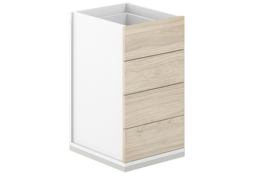 Тумба приставная 4 ящика метабокс с замком Фламинго, цвет белый + акация