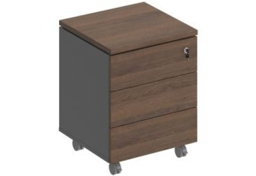 Тумба мобильная Римини, цвет дуб темный + антрацит + дуб темный