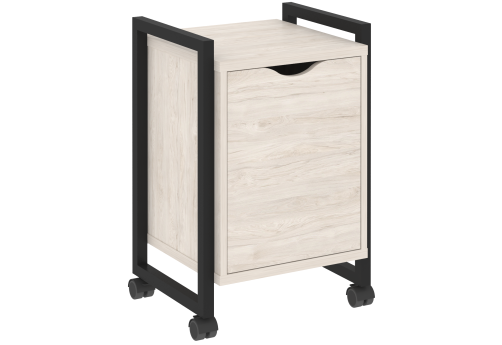 Тумба мобильная с распашным фасадом Европа, цвет денвер светлый + черный