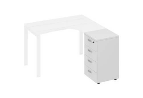 Тумба приставная (4 ящика) Мира Нумо, цвет белый премиум