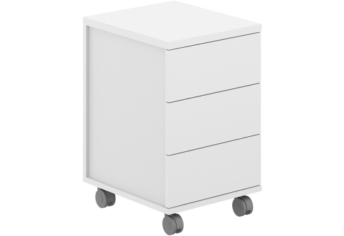 Тумба мобильная 3 ящика с замком Фламинго, цвет белый