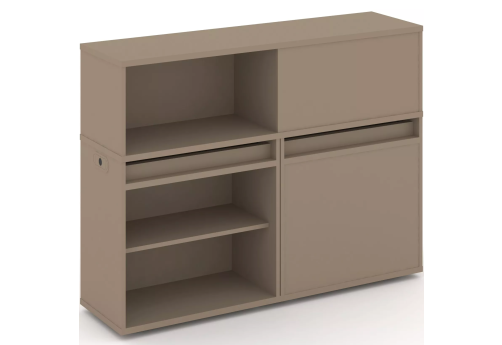 Тумба двойная с надставкой низкой (набор №12, вариант 2), цвет латте