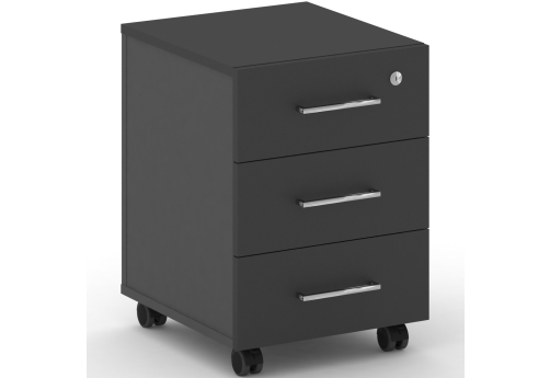 Тумба мобильная Квентин, цвет черный + базальт