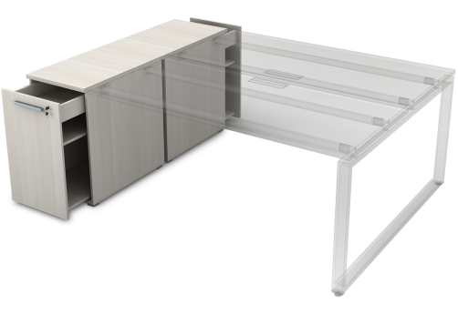 Тумба с выкатной секцией и общим топом Платинум Персонал, цвет слоновая кость