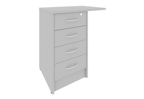 Тумба приставная с замком, цвет серый