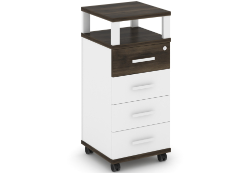 Тумба мобильная 4 ящика с надставкой Динен, цвет дуб мали-белый