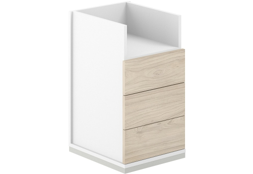 Тумба приставная 3 ящика с нишей с замком Фламинго, цвет белый + акация