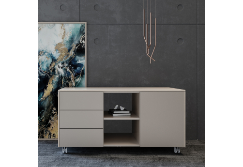 Тумба мобильная 3-секционная Дания, цвет ясень + серый камень