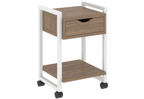 Тумба мобильная с ящиком и полкой Европа, цвет дуб аризона + белый