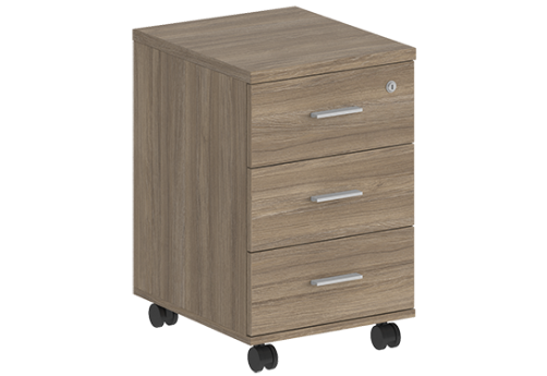 Тумба мобильная с 3 ящиками и замком Индиго Вуд, цвет дуб темный