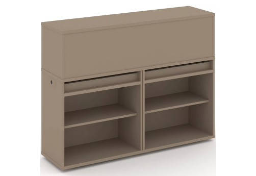 Тумба двойная с надставкой низкой (набор №2, вариант 2), цвет латте + капучино