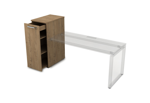 Тумба с выкатной секцией высокая Платинум Персонал, цвет тиковое дерево