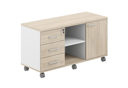 Тумба сервисная мобильная с замком Фламинго, цвет белый + акация