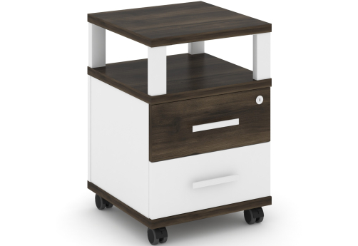 Тумба мобильная 2 ящика с надставкой Динен, цвет дуб мали-белый