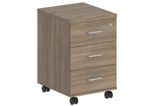 Тумба мобильная с 3 ящиками и центральным замком Индиго Вуд, цвет дуб темный