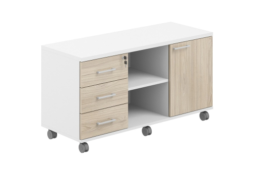 Тумба сервисная мобильная с замком Фламинго, цвет белый + акация