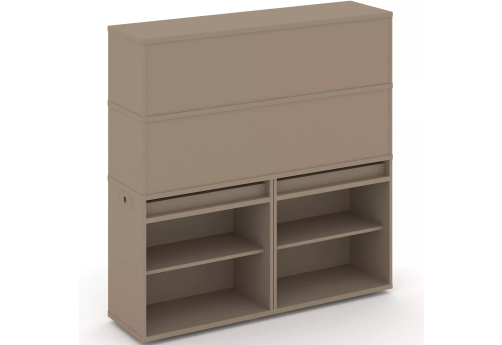 Тумба двойная с надставкой высокой (набор №2, вариант 2), цвет латте + сатин