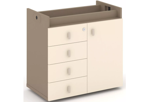 Тумба опорная (фасад + ящики), цвет латте + сатин