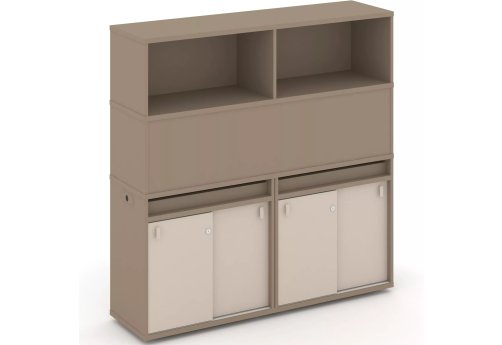 Тумба двойная с надставкой высокой (набор №7, вариант 3), цвет латте + капучино