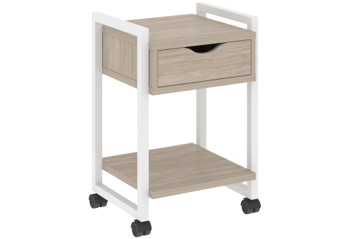 Тумба мобильная с ящиком и полкой Европа, цвет дуб аттик + белый