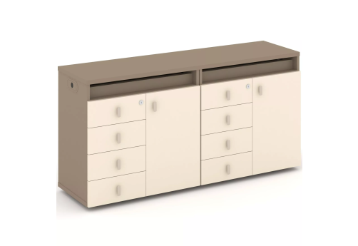 Тумба двойная с топом (набор №2, вариант 1), цвет латте + сатин