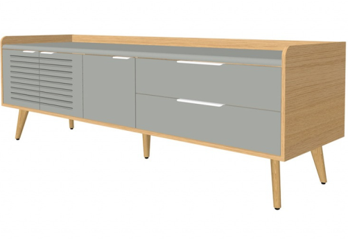 Опорная тумба рабочего стола правая, цвет серый + дуб сорано